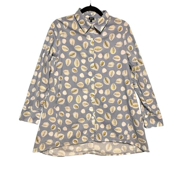 Shana Womens Tunic Lagenlook Art to Wear SIZE SMALL Button Up LEAF Print Fall - Picture 1 of 13
